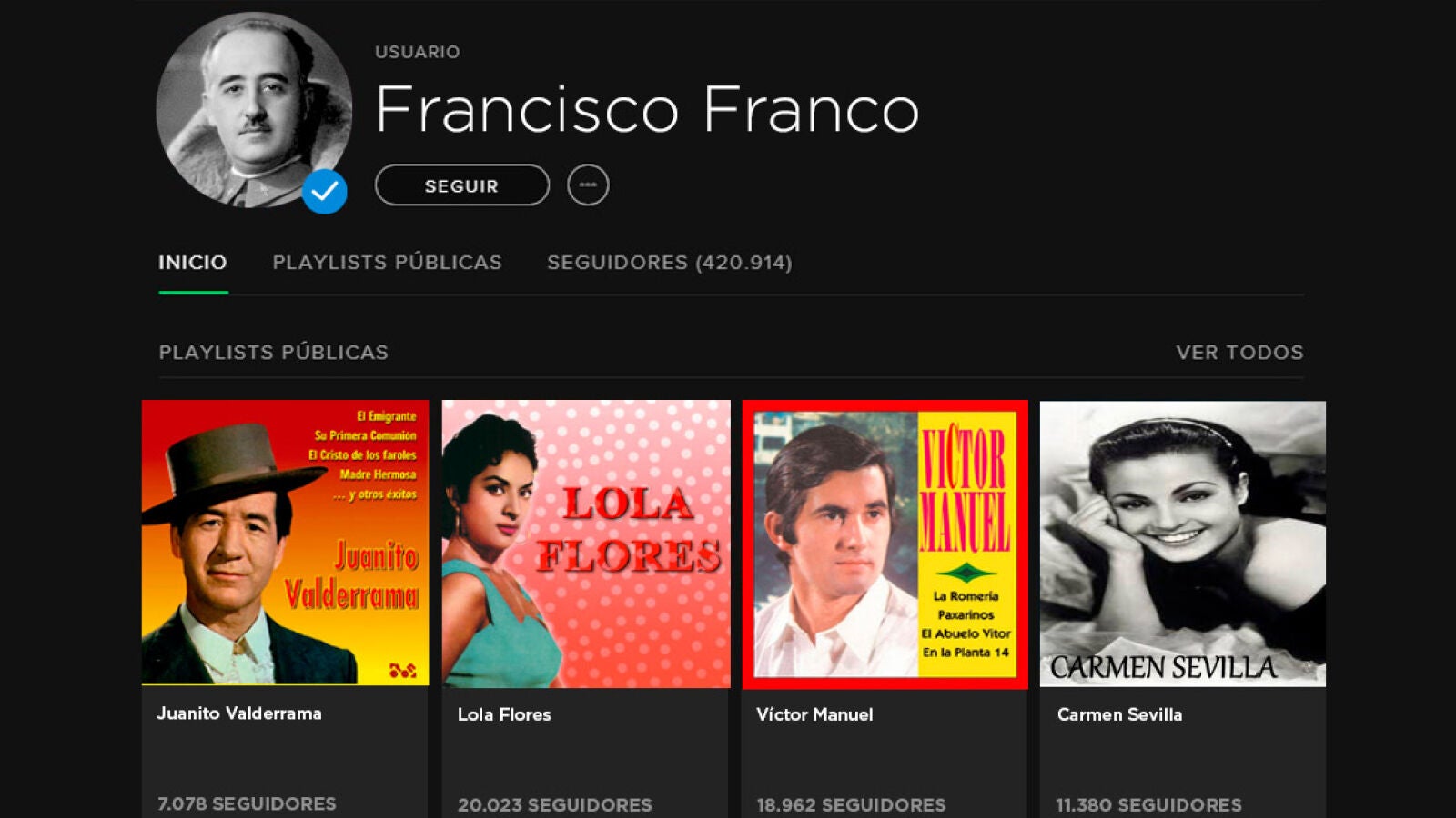 Así sería la playlist de Franco en Spotify