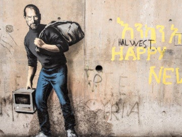 Grafiti de Banksy en el centro de refugiados ‘La Jungla’ de Calais