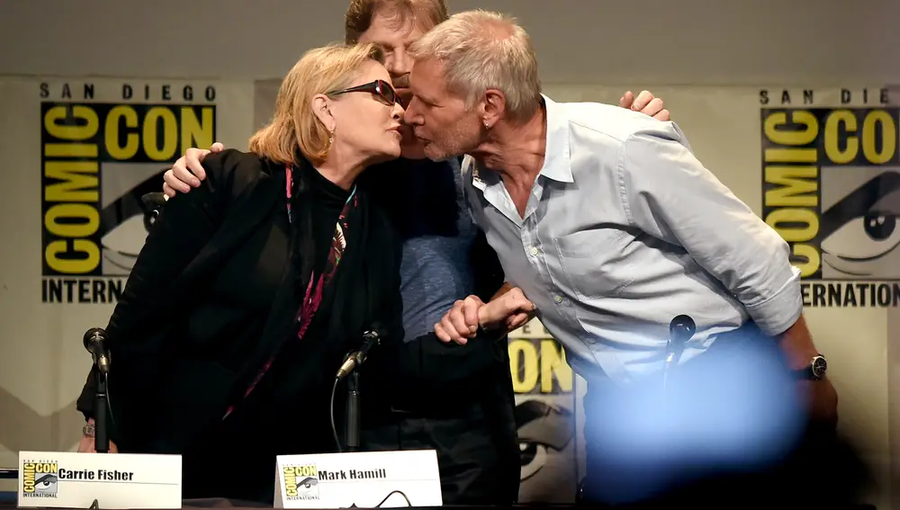 El beso entre Carrie Fisher y Harrison Ford