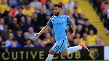 Kun Agüero, en un partido del Manchester City