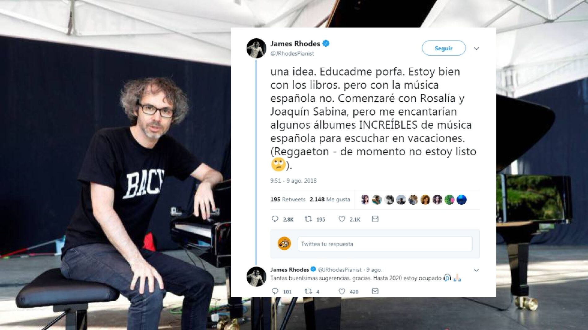 James Rhodes pide recomendaciones en Twitter
