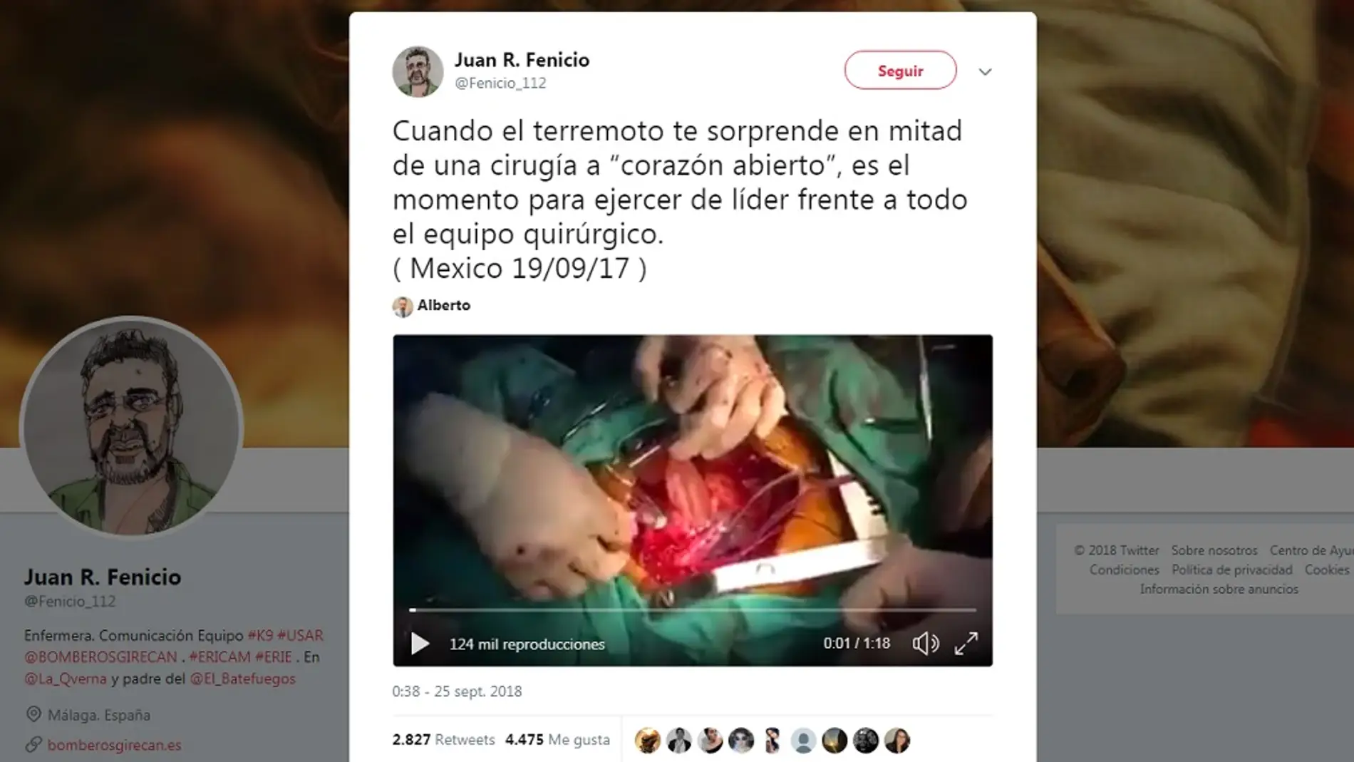 Un terremoto sorprende a un cirujano mientras opera a corazón abierto
