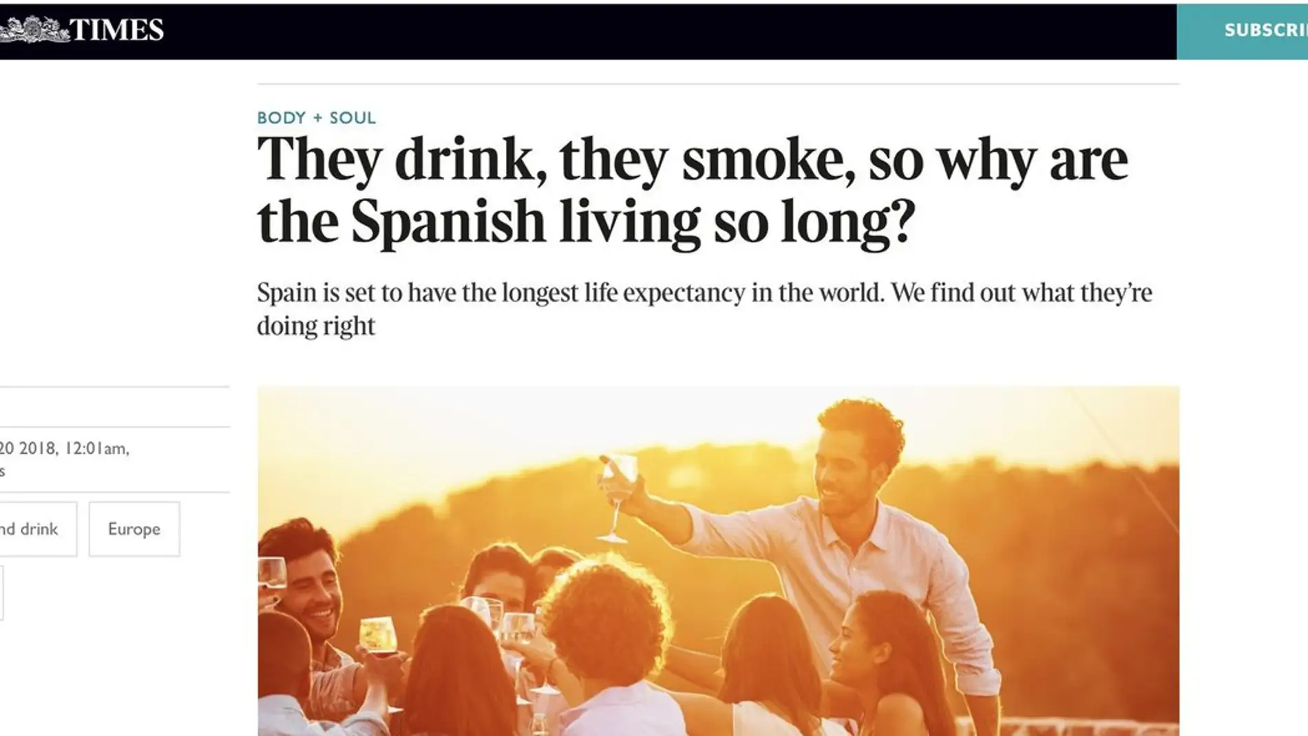 Artículo de The Times