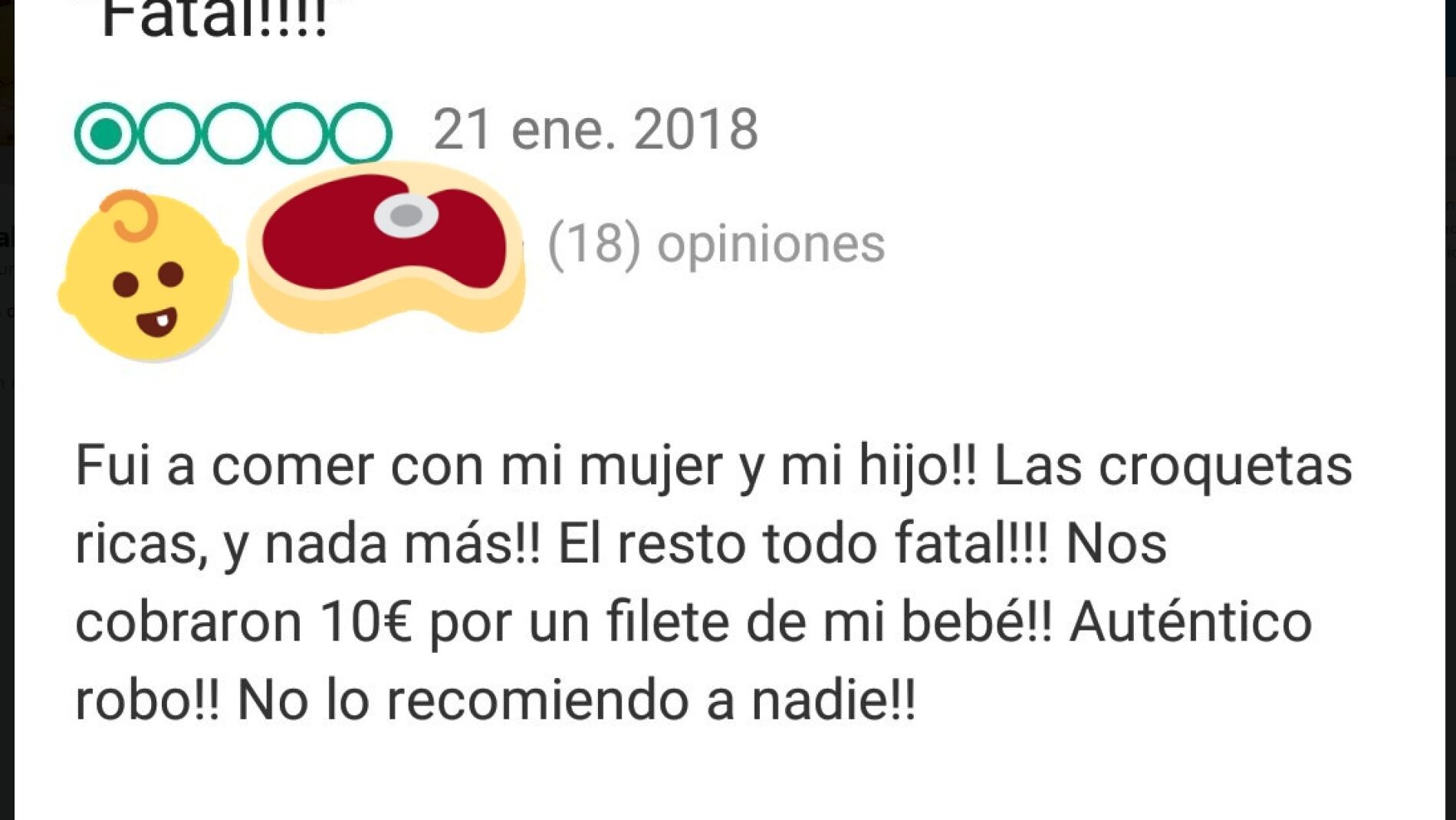 Comentario en TripAdvisor