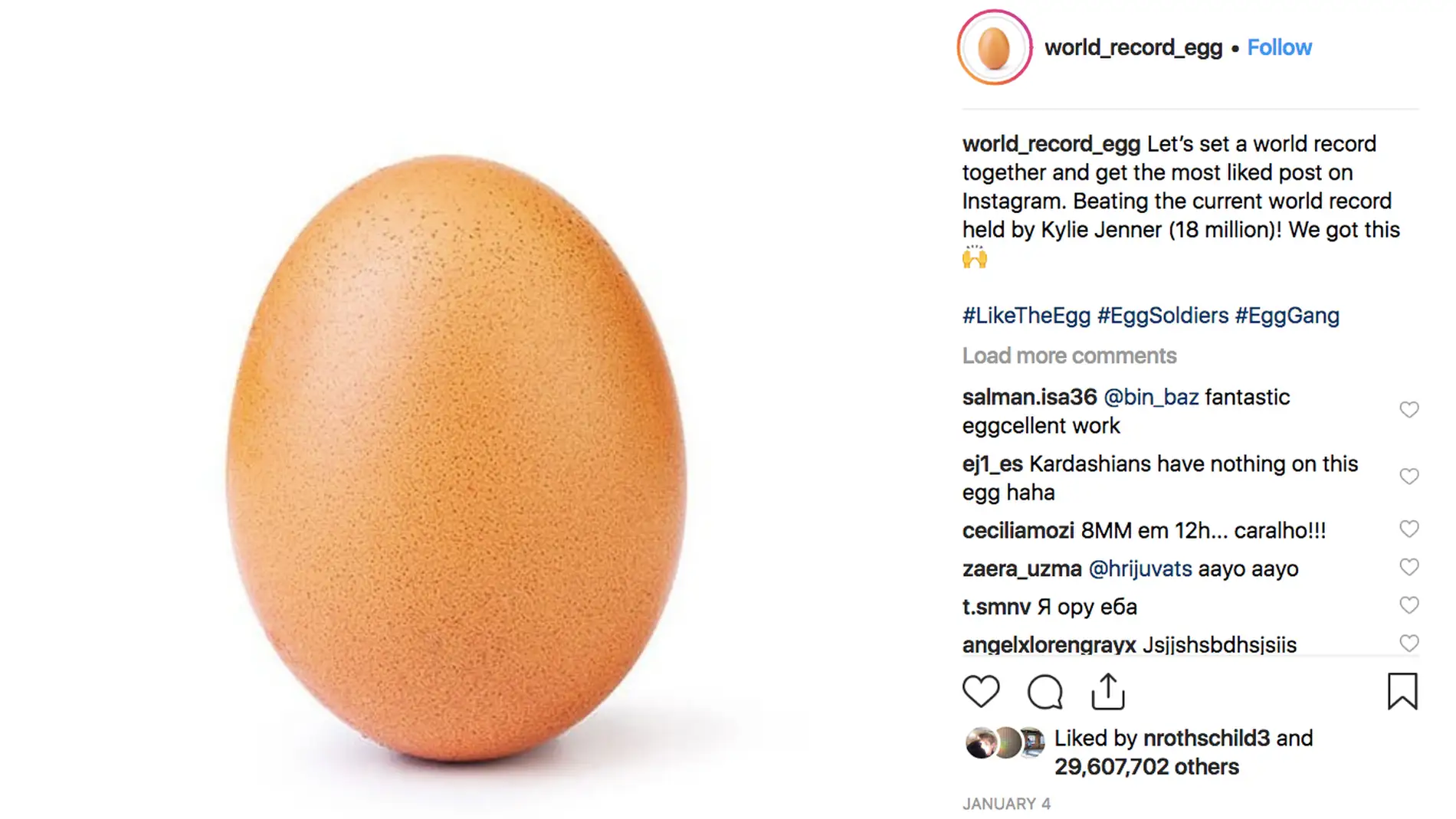¿Por qué un huevo se ha convertido en lo más viral de Instagram?
