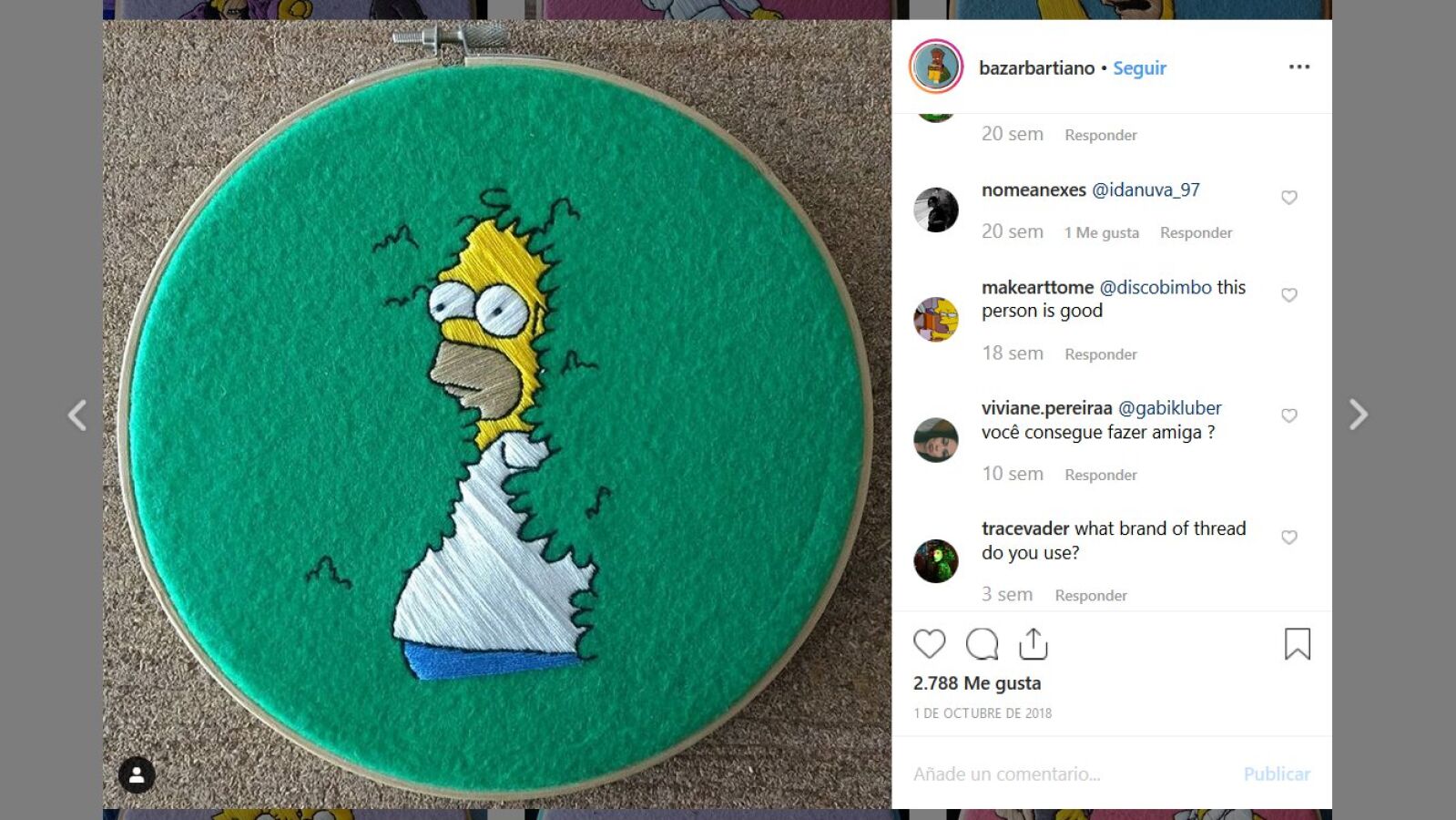 Un artista crea escenas míticas de 'Los Simpson' con bordados y felpa