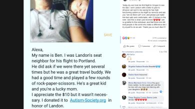 La increíble carta a una madre del compañero de asiento de su hijo con autismo que viajaba solo en avión