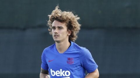 Antoine Griezmann, en su primer entrenamiento con el Barcelona