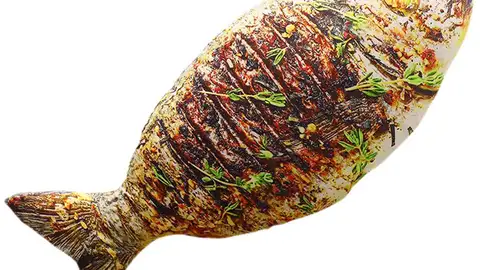 Cojín con forma de pescado al horno Cojín con forma de pescado al horno