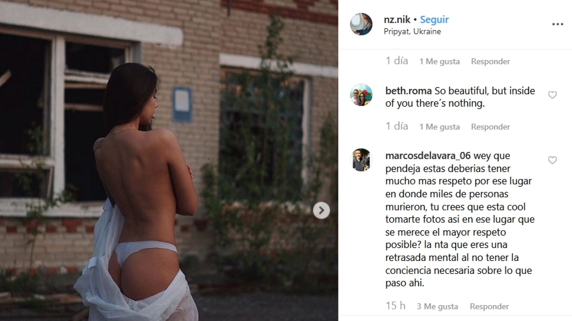 Haci&eacute;ndose fotos en Chernobil