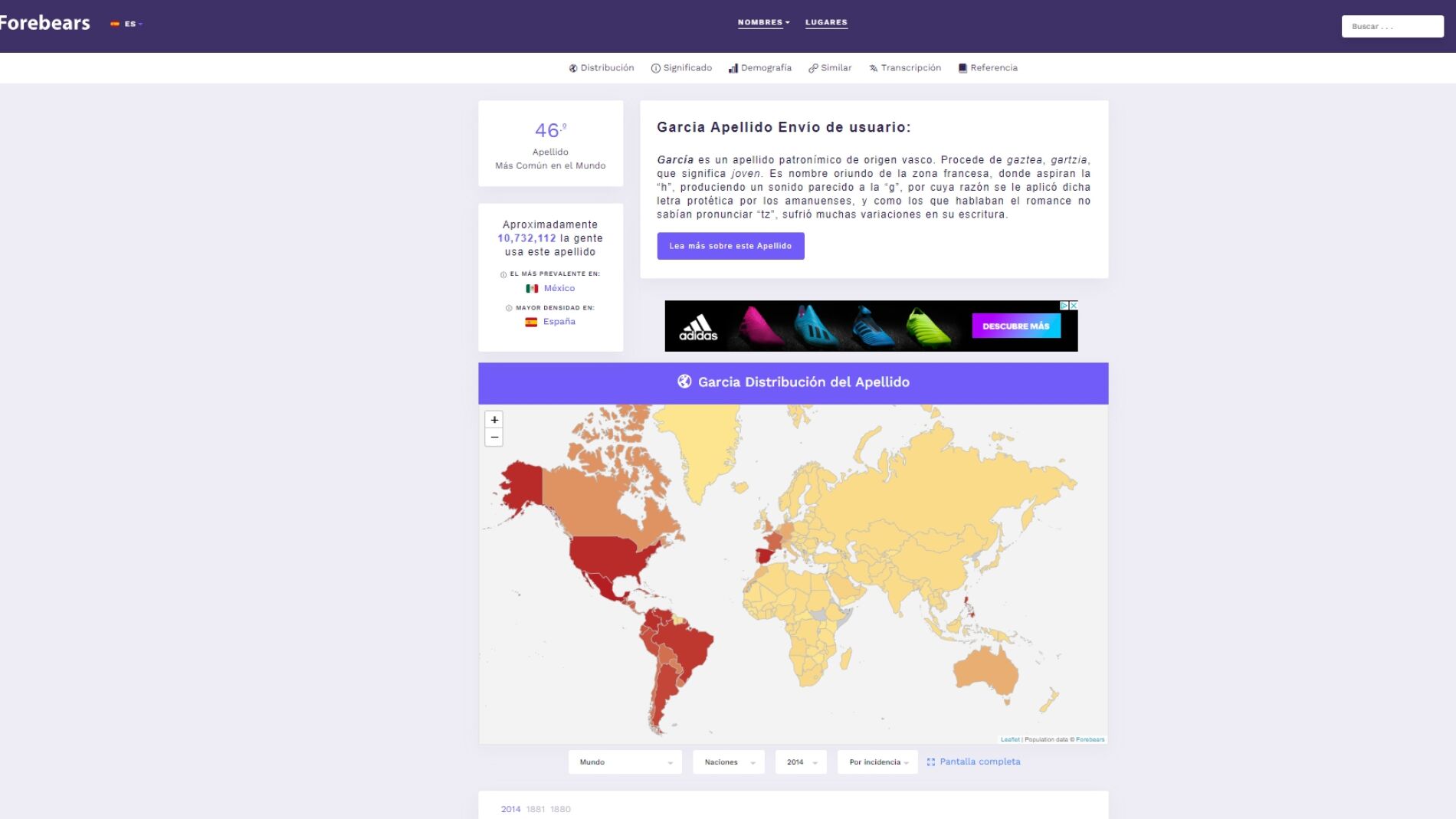 Apellido Garc&iacute;a en el mundo