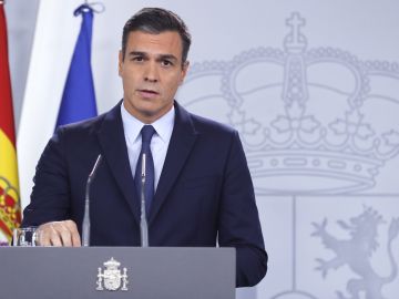 El presidente del Gobierno en funciones, Pedro S&aacute;nchez, durante la rueda de prensa
