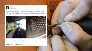  Se arrepintió del tatuaje que se había hecho y se lo quitó a lo bruto con un rallador de queso