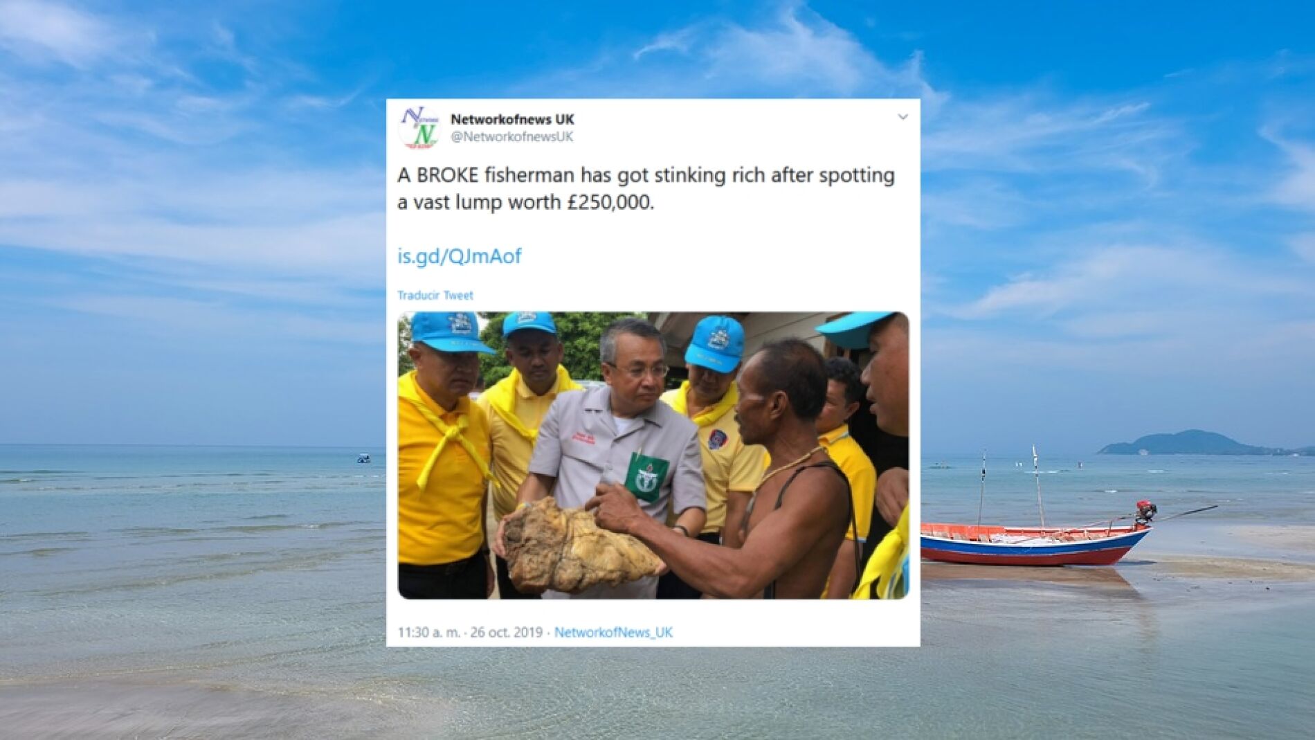 Pescador encuentra vomito de ballena