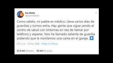 La demoledora reflexión de la hija de un médico en un hilo de Twitter: