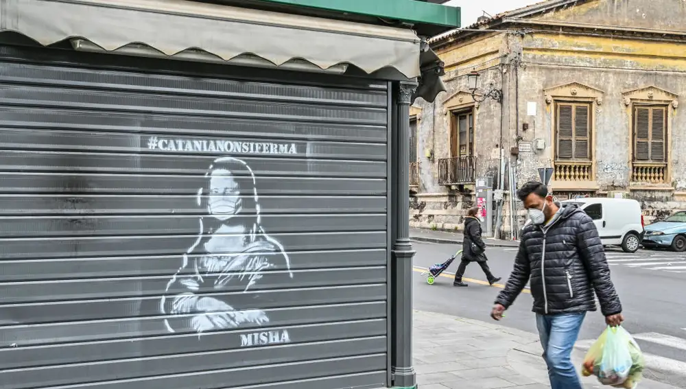 Graffiti de la Mona Lisa en Catania