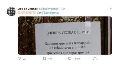 La emocionante carta que unos vecinos han dejado a una celadora y que todos están compartiendo 