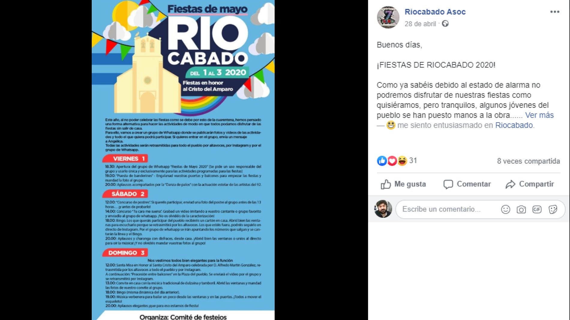 Facebook Asociaci&oacute;n Riocabado