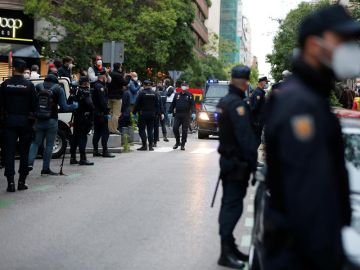 Despliegue en el barrio de Salamanca tras las sucesivas caceroladas en contra del Gobierno