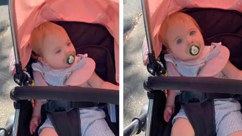 Bebé en un carrito Bebé en un carrito