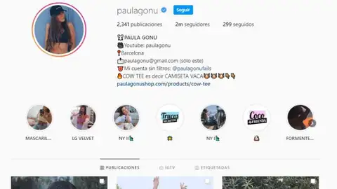 Perfil de Instagram de Paula Gonu Perfil de Instagram de Paula Gonu