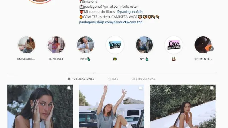 Perfil de Instagram de Paula Gonu 