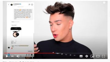 James Charles leyendo el mensaje de Rosalía