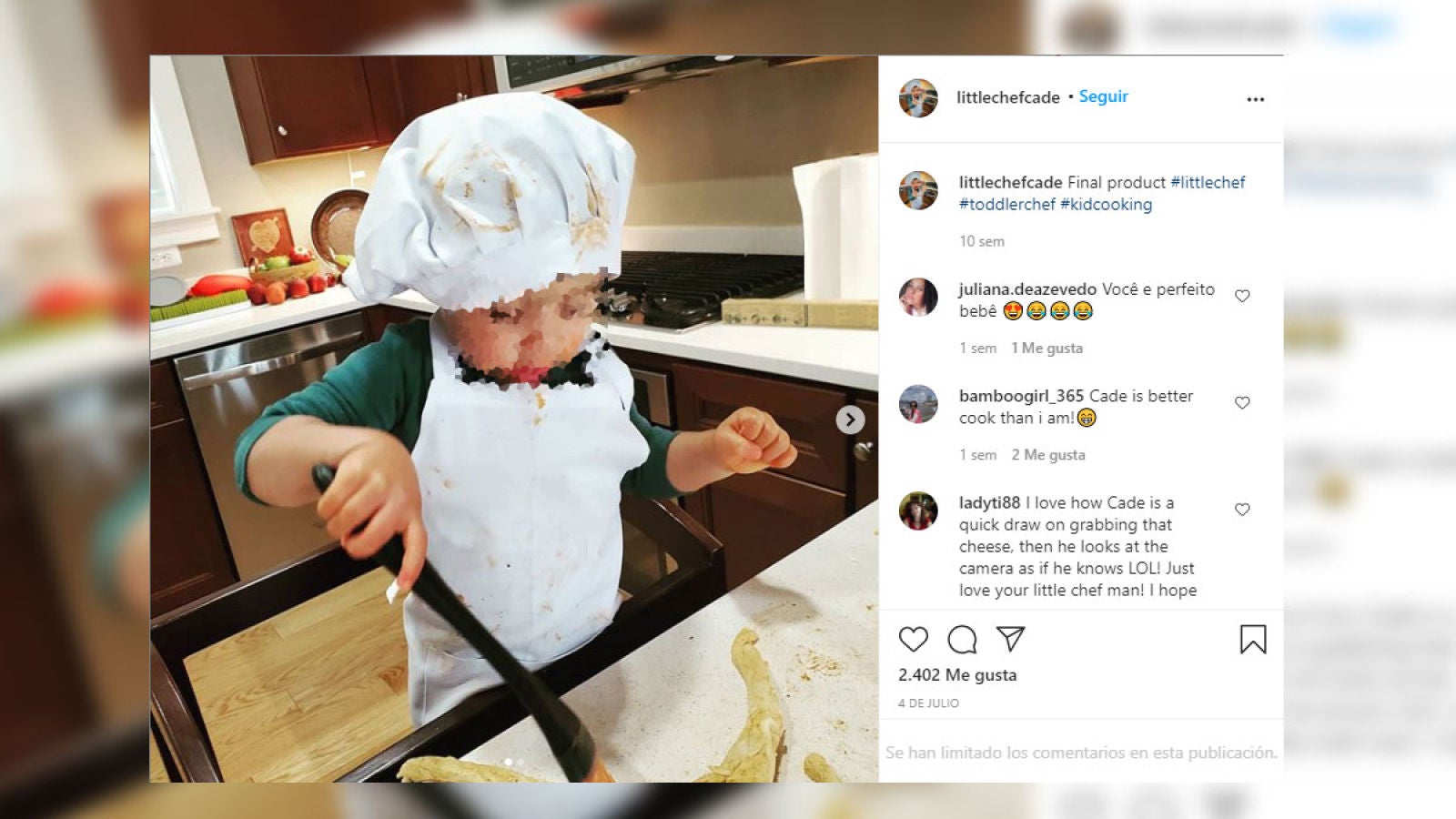 Cade, el divertido chef de 2 años que no puede evitar comerse todos los ingredientes de las recetas