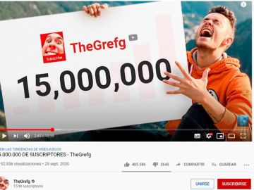 TheGrefg celebrando los 15 millones de suscriptores en YouTube