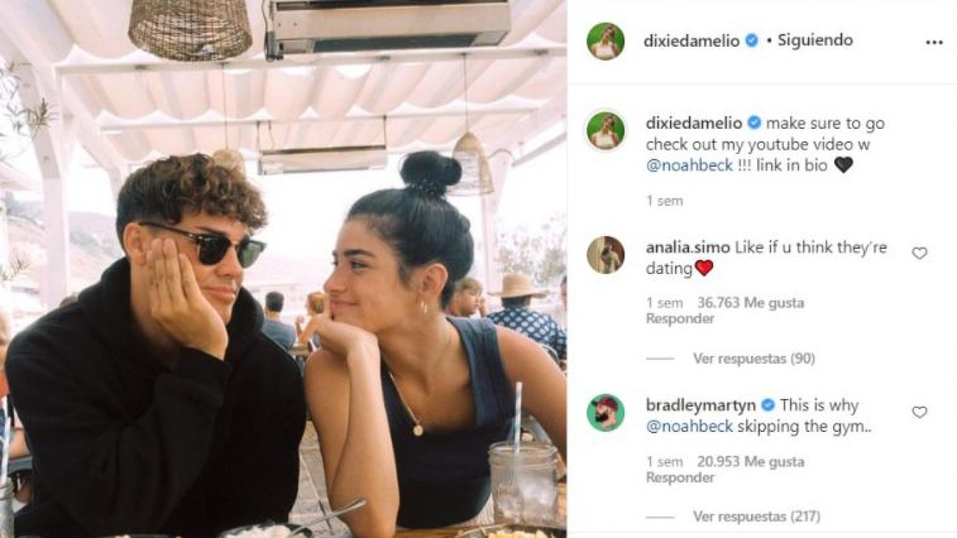 Noah Beck y Dixie D'Amelio son novios oficialmente