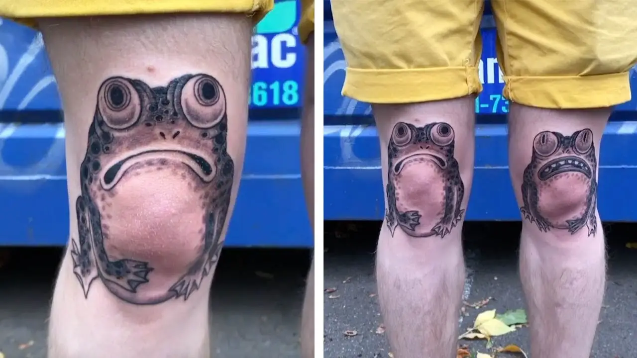 Tatuajes de ranas en las rodillas
