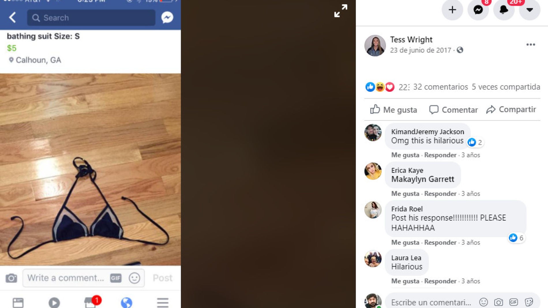 Facebook de Tess Wright