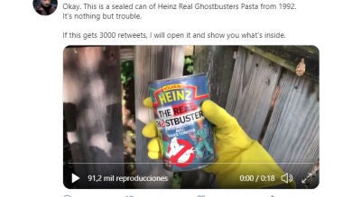 Abre una lata de pasta con tomate de 'Los cazafantasmas' de hace 28 años y el contenido es terrorífico