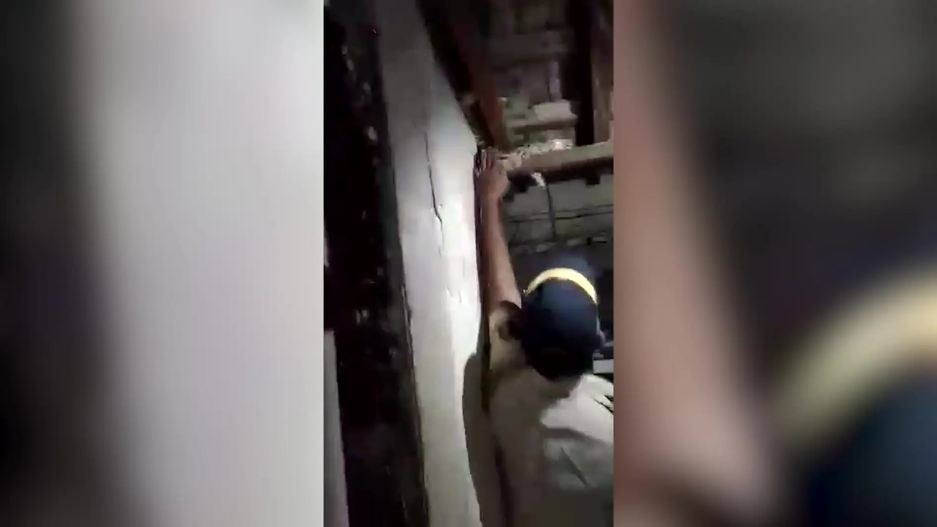Un policía captura una pitón de casi tres metros con las manos en el techo de una casa
