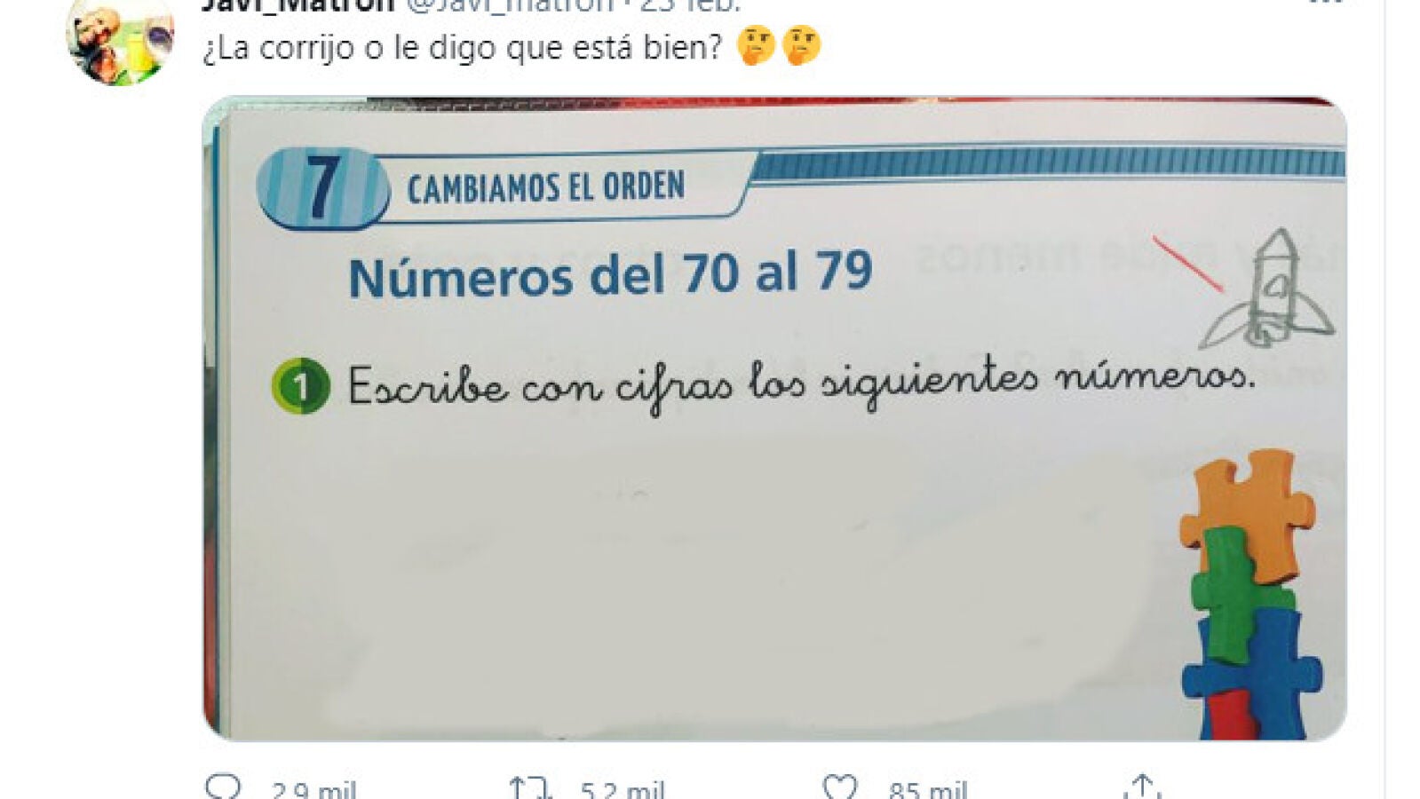  La equivocada respuesta de un niña a este ejercicio de matemáticas que se merece un 10