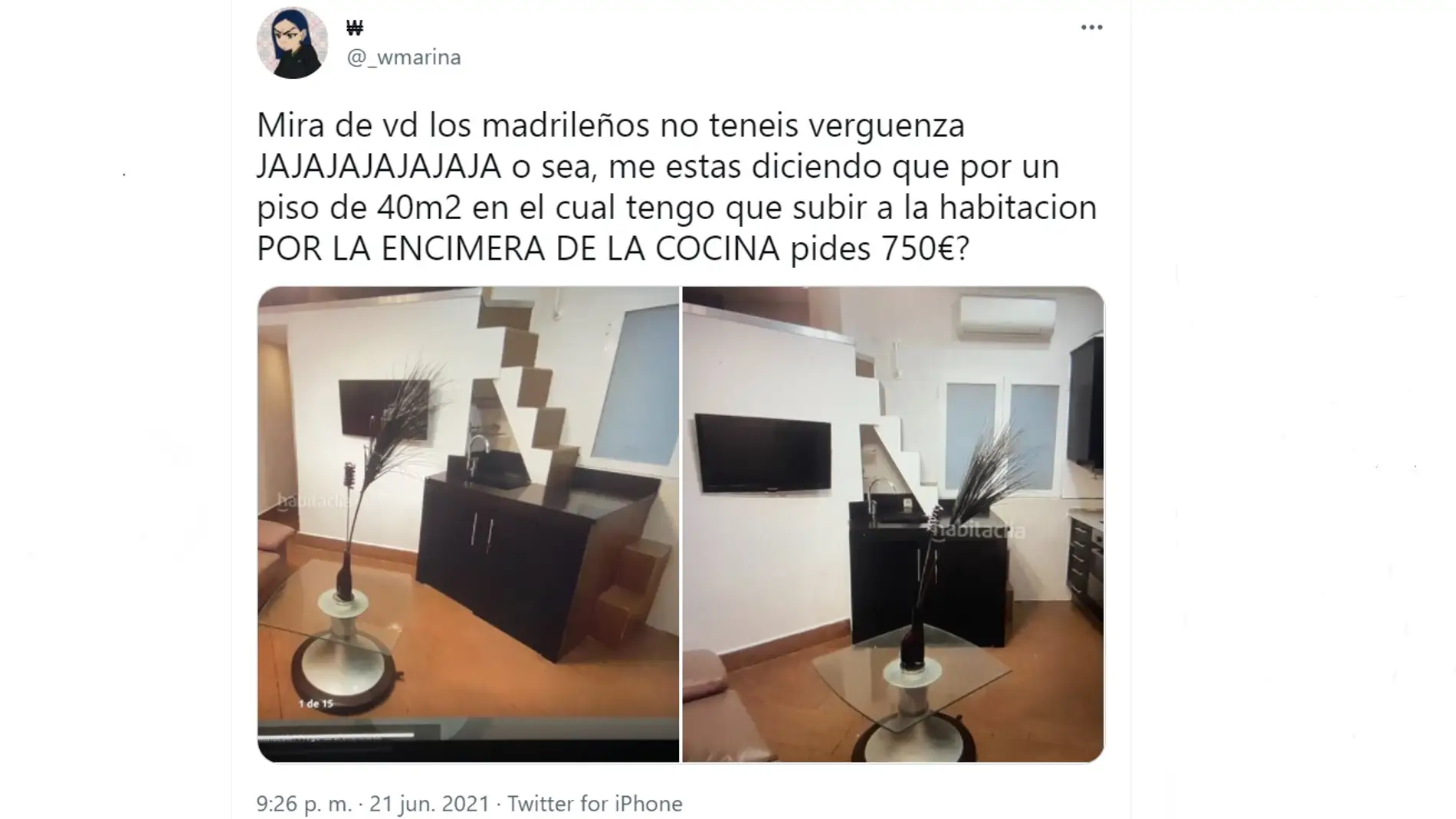 Acceso a la habitación desde la encimera de la cocina