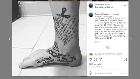 Instagram de @footlessjo Instagram de @footlessjo