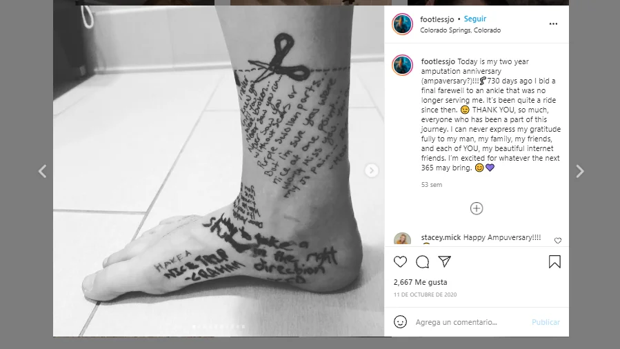 Instagram de @footlessjo