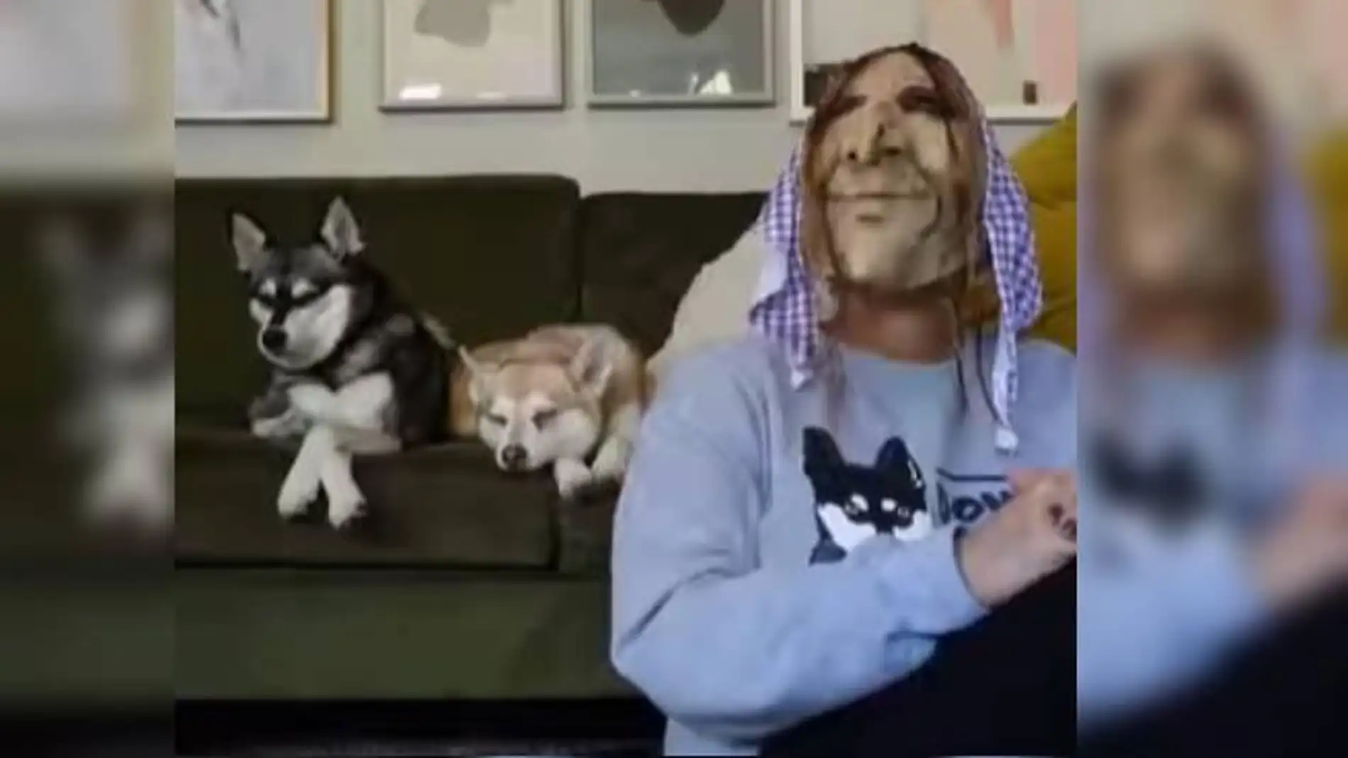 Intenta asustar a sus perros con una máscara de Halloween y este es el tierno vídeo