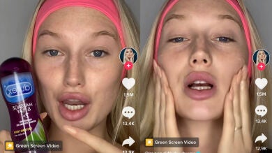 Una tiktoker se hace viral por usar lubricante para su maquillaje