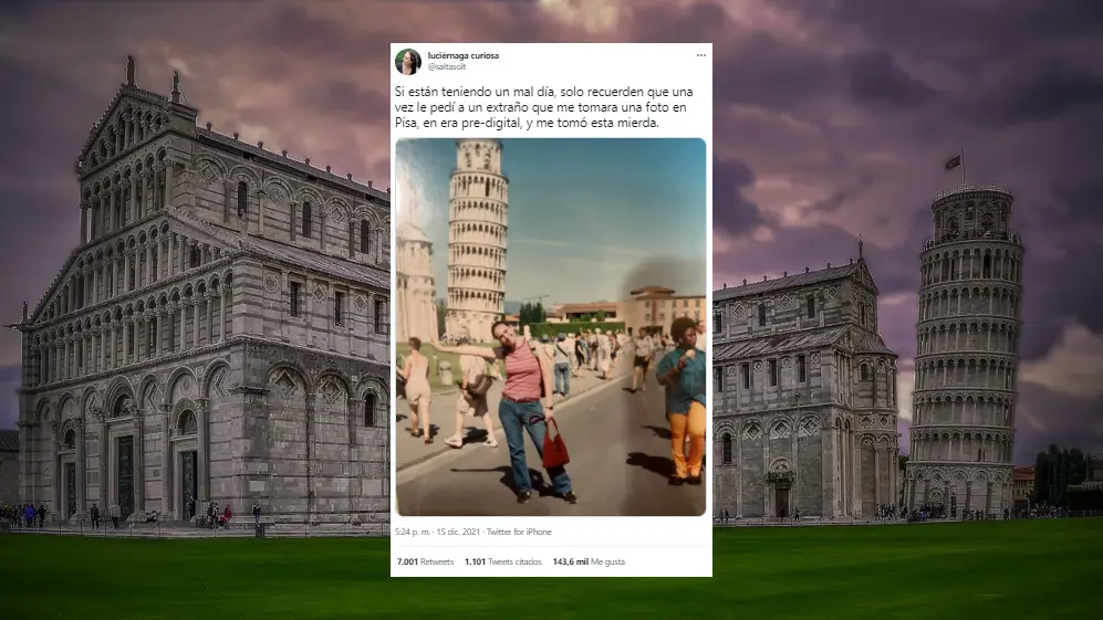 Le pidió una foto a un extraño en Pisa