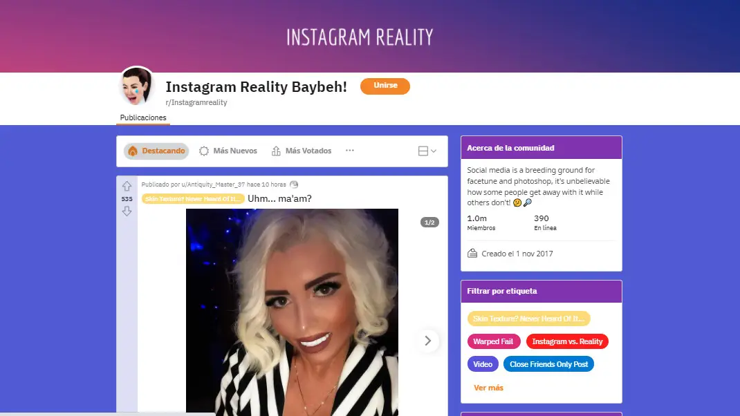 Reddit de Instagram Reality