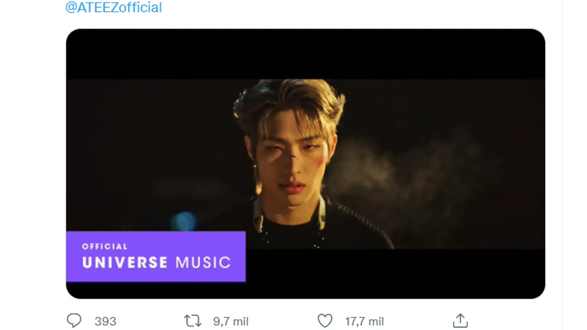 Tuit con la preview de Ateez ‘Don’t Stop’.