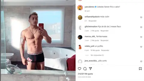 Selfie del youtuber Yao Cabrera en su instagram Selfie del youtuber Yao Cabrera en su instagram