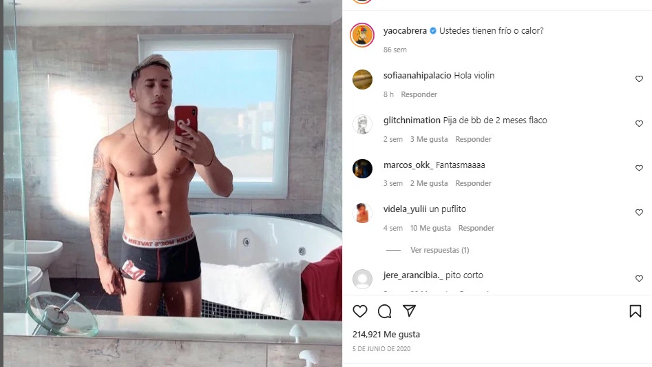 Selfie del youtuber Yao Cabrera en su instagram