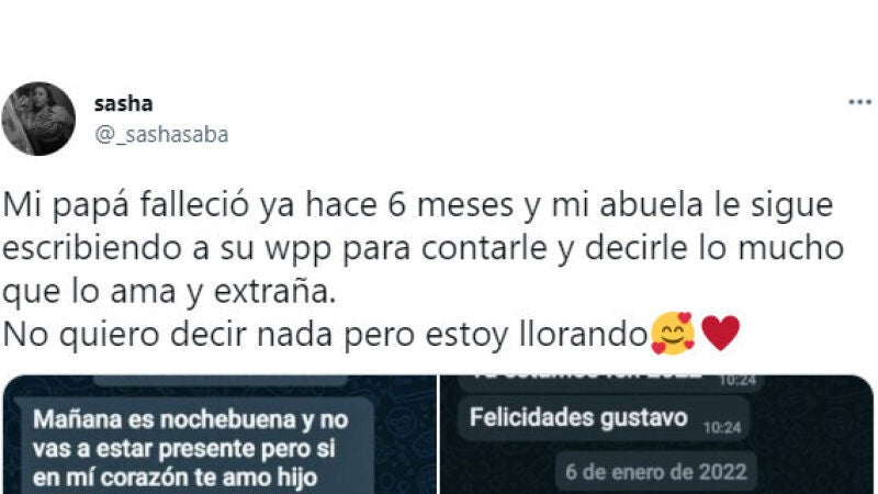 Una abuelita continúa mandando mensajes por WhatsApp a su hijo que falleció hace seis meses