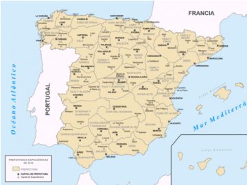 El mapa provincial que Napoleón quería para España en 1810