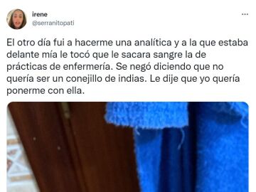 Una joven cuenta lo que le paso al ir a hacerse una anal&iacute;tica con una estudiante de enfermer&iacute;a