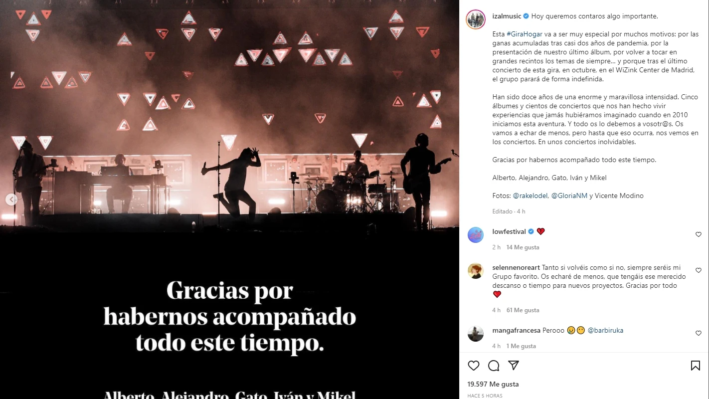Izal anuncia su separaci&oacute;n de forma indefinida