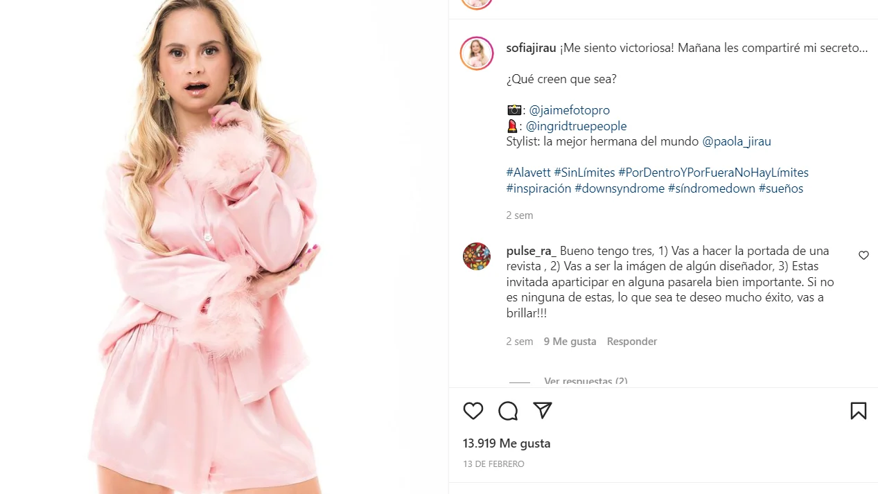 Sofia Jirau, modelo con síndrome de Down que participó del lanzamiento de la nueva colección de Victoria´s Secret. Sofia Jirau, modelo con síndrome de Down que participó del lanzamiento de la nueva colección de Victoria´s Secret.